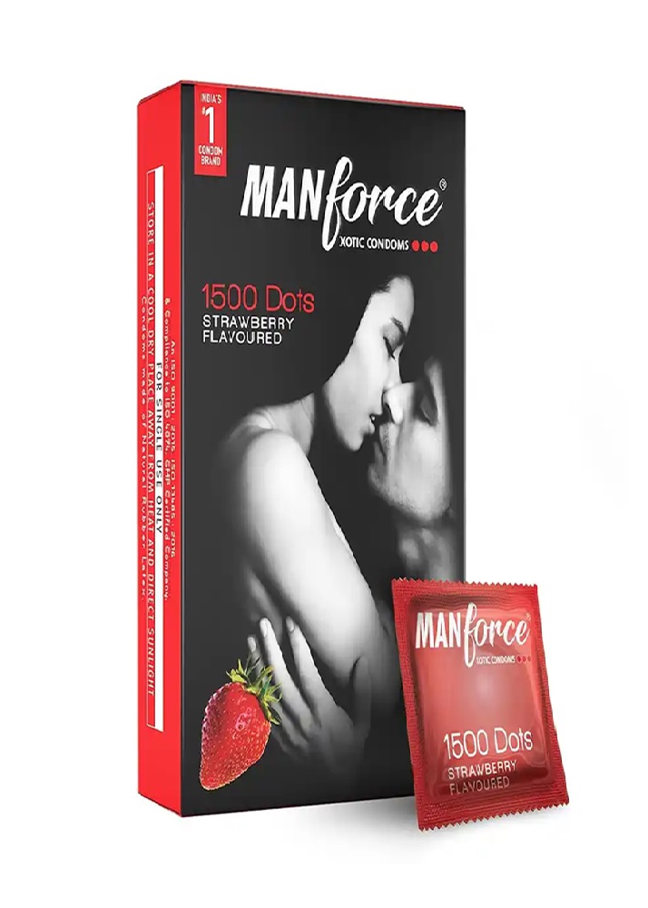 A2ZSecretShop Manforce Strawberry 1500 Dotted Condom 10 pcs